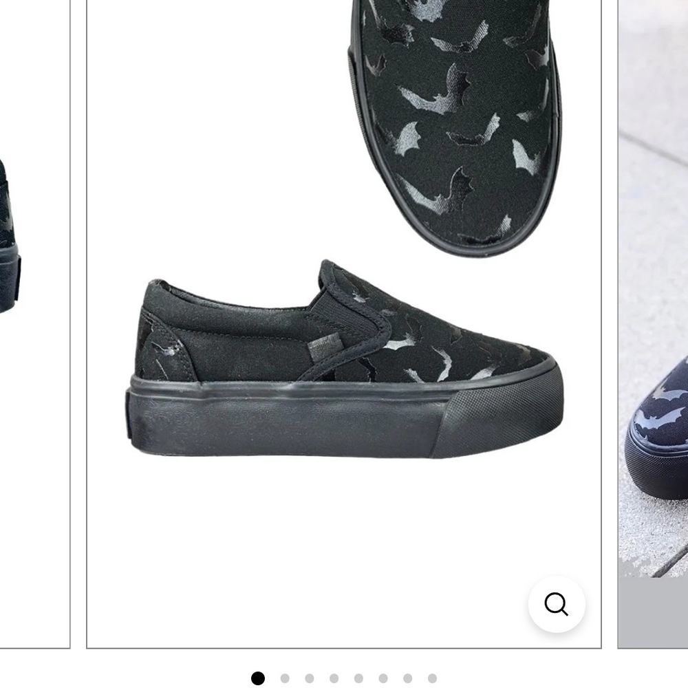Black Slip-On Women's Platform Sneakers with Subtle Bats